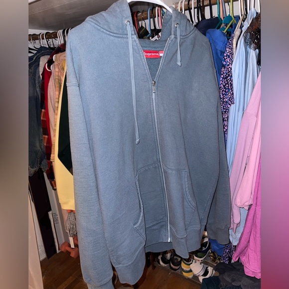 Supreme Old English Hood Logo Zip Up Hoodie - Picture 2 of 5